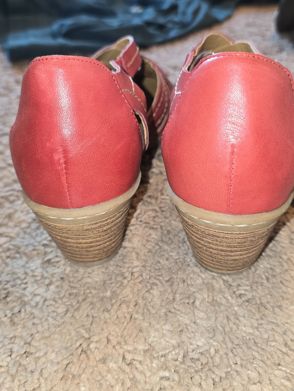 Softspots Sally Pillowtop Technology Cardinal Red Leather Women's Shoes 7.5M - Picture 4 of 8